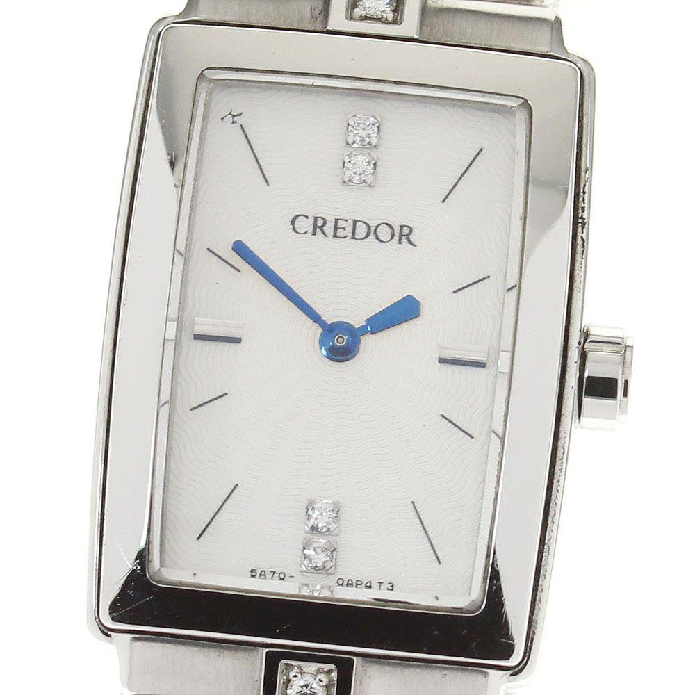 Used SEIKO SEIKO 5A70-0AM0 Credor Aqua Diamond Quartz Ladies _809364
