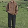 Japanese Retro Coffee-Colored Men's Loose Workwear Jacket