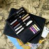 Fromthenon Cowhide Zipper Pen Bag Vintage Multiple Pen Case Large Capacity Removable Writing Case Stationery Storage Bag Quality