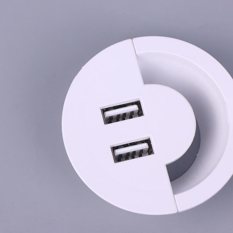 50Mm Wire Hole Cover Round Home Office Table Outlet Port Line Box Computer Desk Cord Grommet With 2 Port Usb Cable Organizer