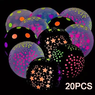 20 Stück Fluoreszierende Ballons UV Leuchten im Dunkeln Neon Leuchten Latexballons für Hochzeit Geburtstag Glow Party Deko