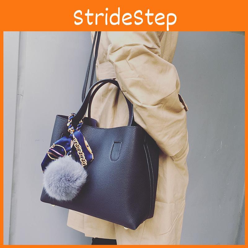 Elegante Damenhandtaschen mit Pelzkugel und Seidenschal Crossbody Einzelne Umhängetaschen