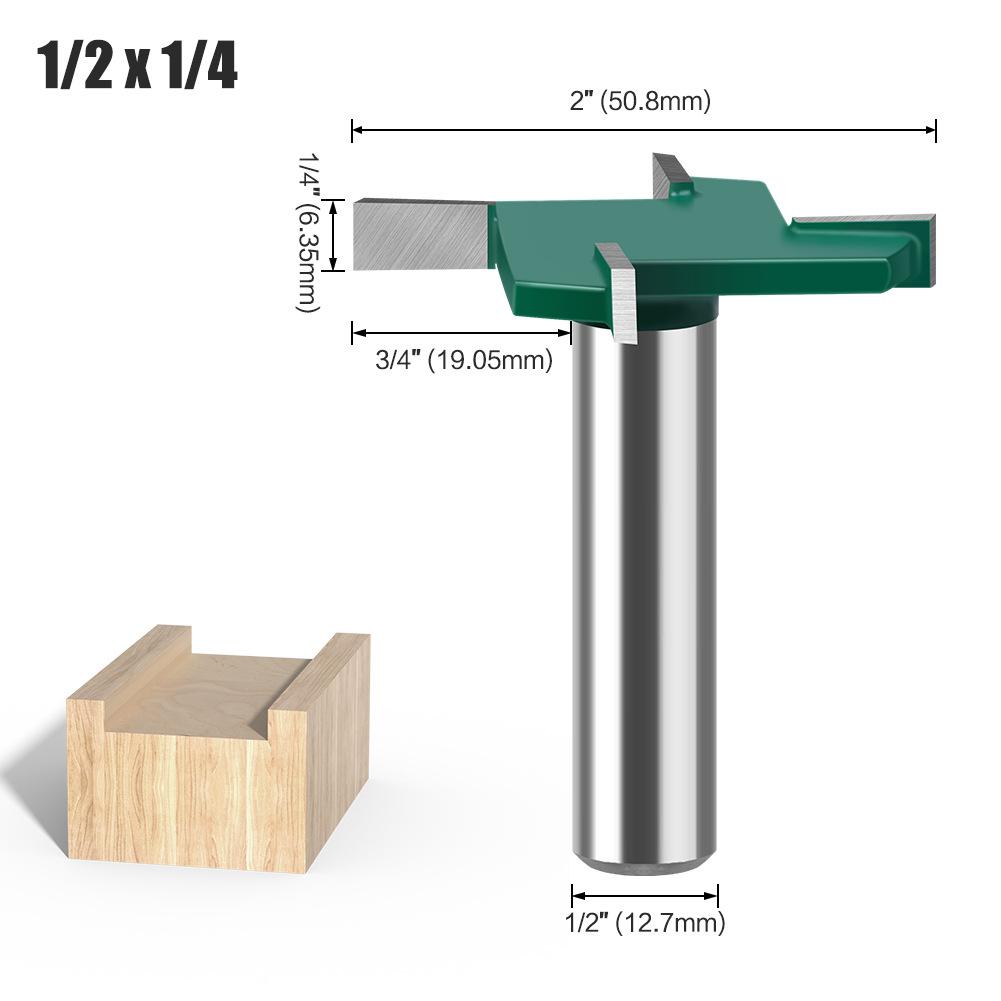 Four-Blade T-Knife Bottom Cleaning Knife Slotting Knife Woodworking Milling Cutter Engraving Machine Cutter Head Large Diameter Slotting Knife