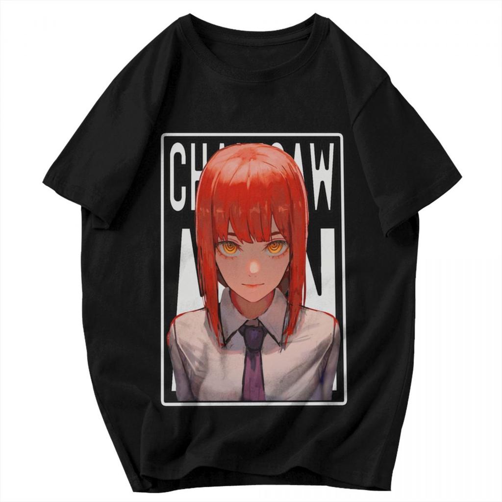 Men T Shirt Anime Chainsaw Man Makima Cotton Y2K Graphic Quality Unisex Tops T Shirts