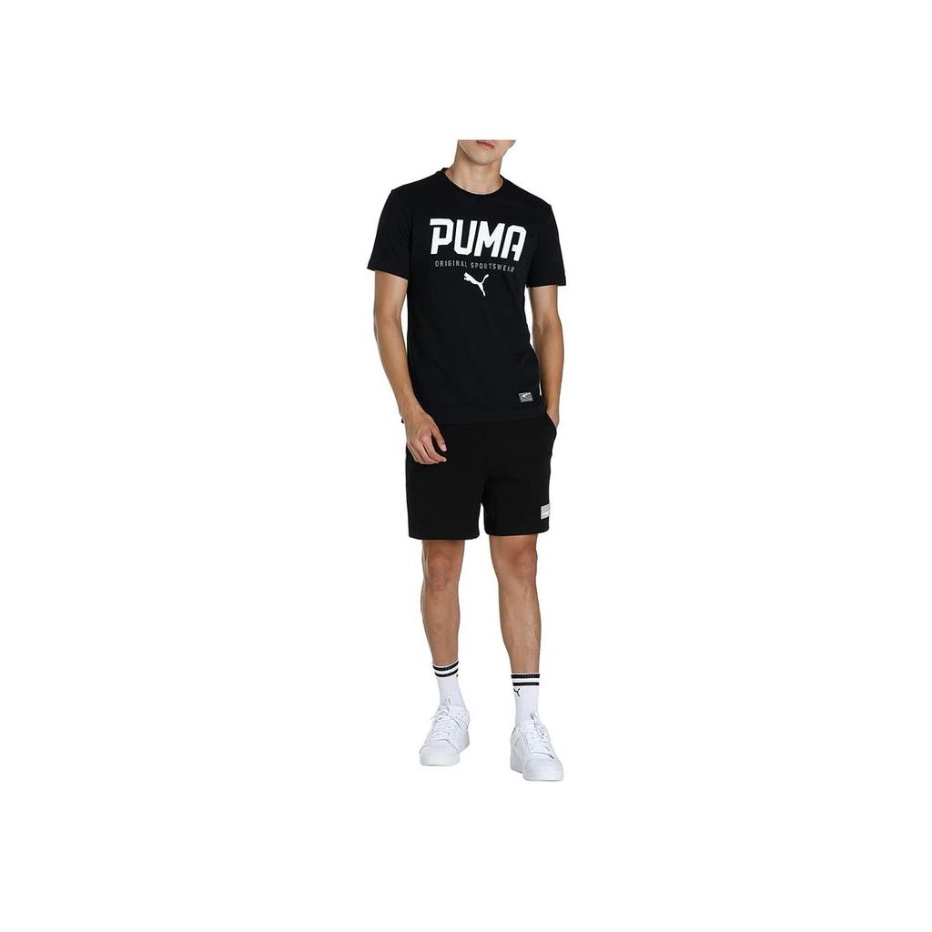 Puma Bedrucktes Rundhals Kurzarm T-Shirt Herren Tops Schwarz 593029-01