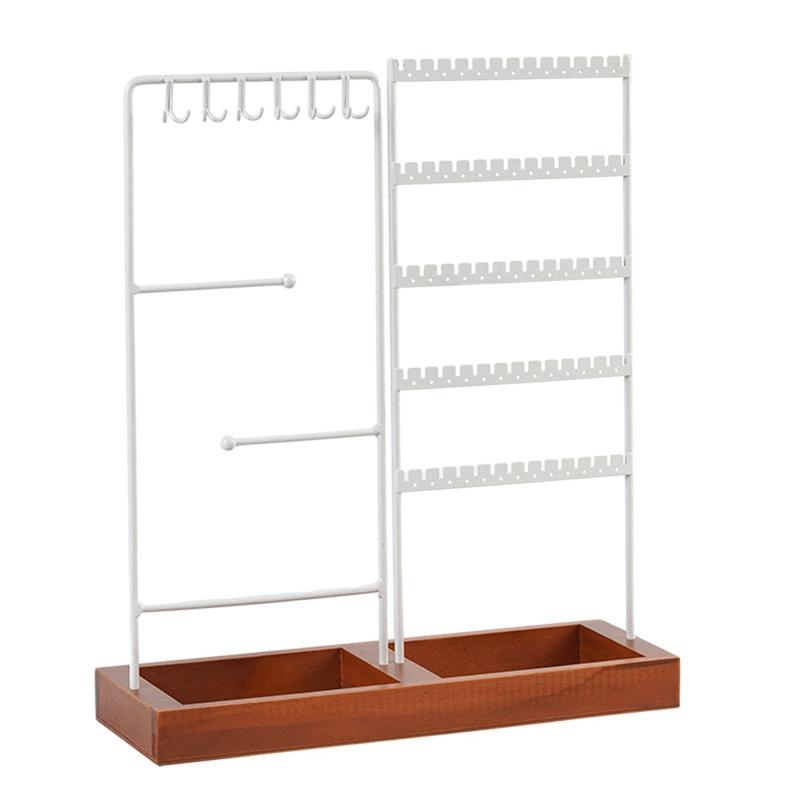 

Earrings Hanger Iron Stand 5 Tier Earrings Rack With Wooden Base For Earrings Necklaces Bracelets Rings білий