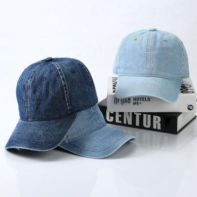 Solid Color Sun Hat Hip Hop Peaked Hat Simple Denim Baseball Cap  Streetwear
