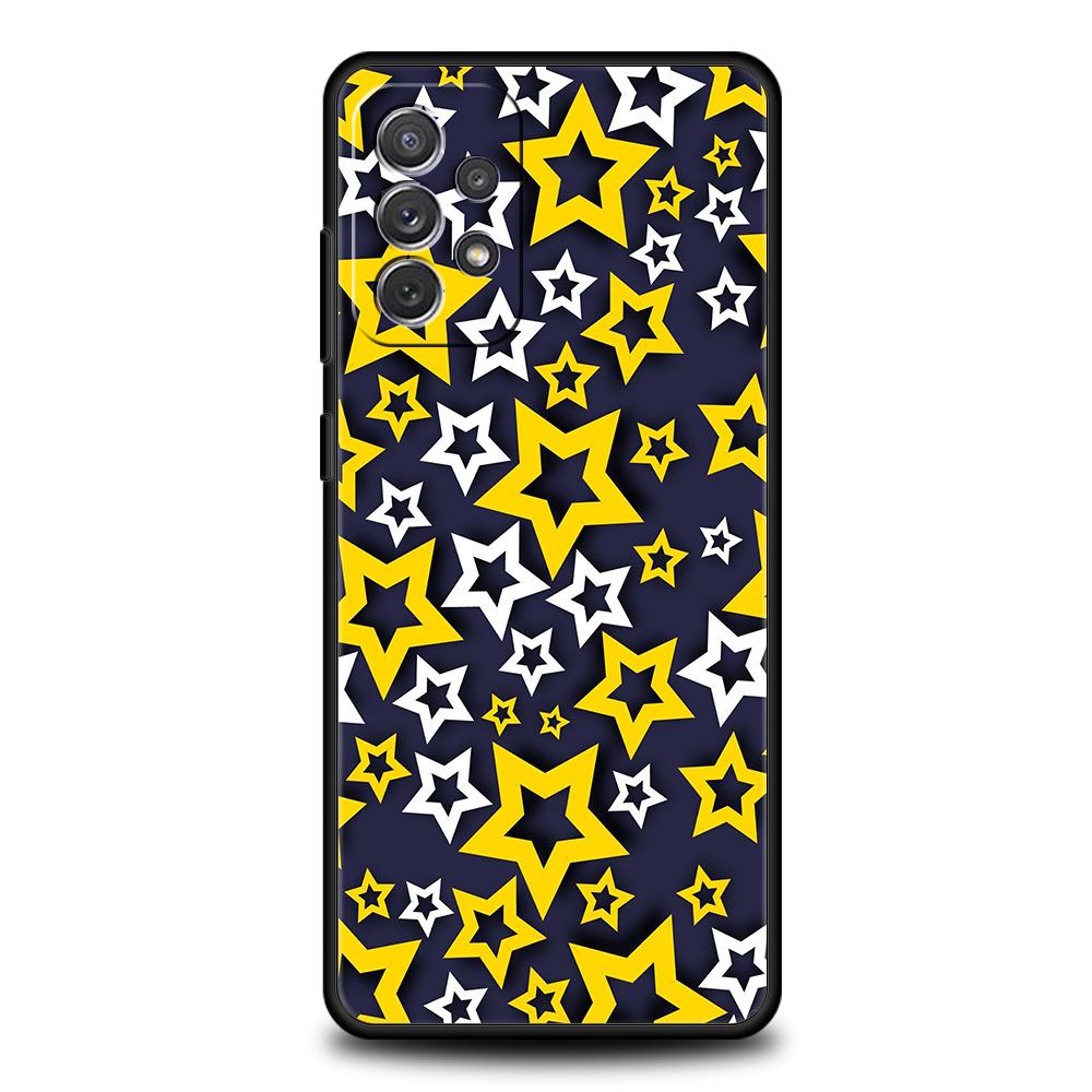 

Phone Case for Samsung Galaxy A55 A53 A52 A52S A51 A41 A35 A32 A25 A23 A15 A13 A71 A72 Soft TPU Yellow Star Word Blue Creative samsung a32 4g