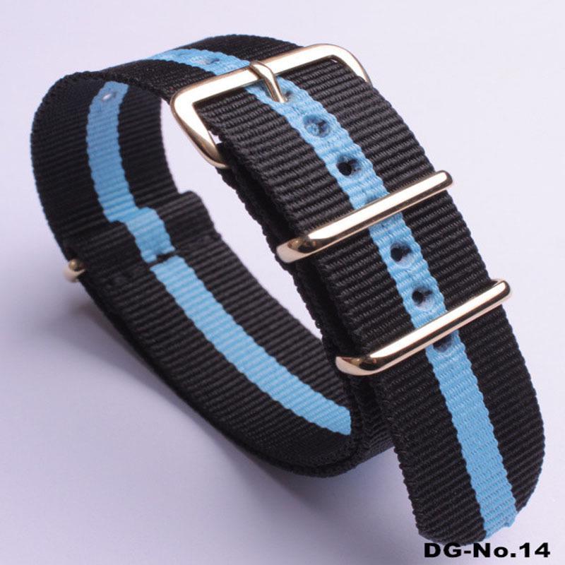 Красочный нейлоновый холщовый ремешок для часов с золотой пряжкой DG 22mm