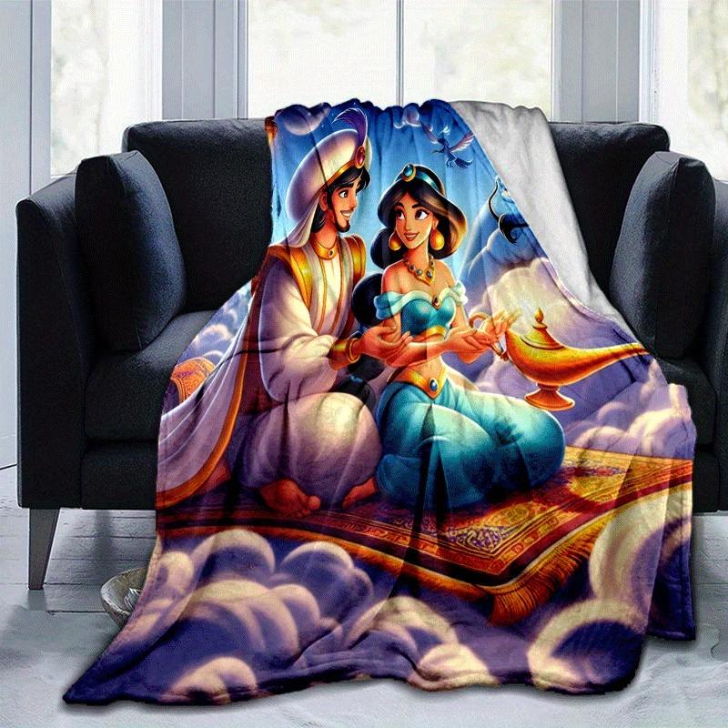 

1 шт. Плед с принтом Аладдин - Мягкий, всесезонный плед для офиса, Персонализированный подарок с очаровательным мультяшным дизайном 80cmx120cm(31inx47in)