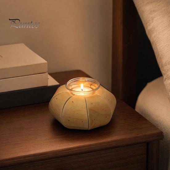 Natural Wood Candle Holder Wooden Glass Holder, Rustic Driftwood Ornament, Farmhouse Eco-friendly Tabletop Decor for Living Room Bedroom Office