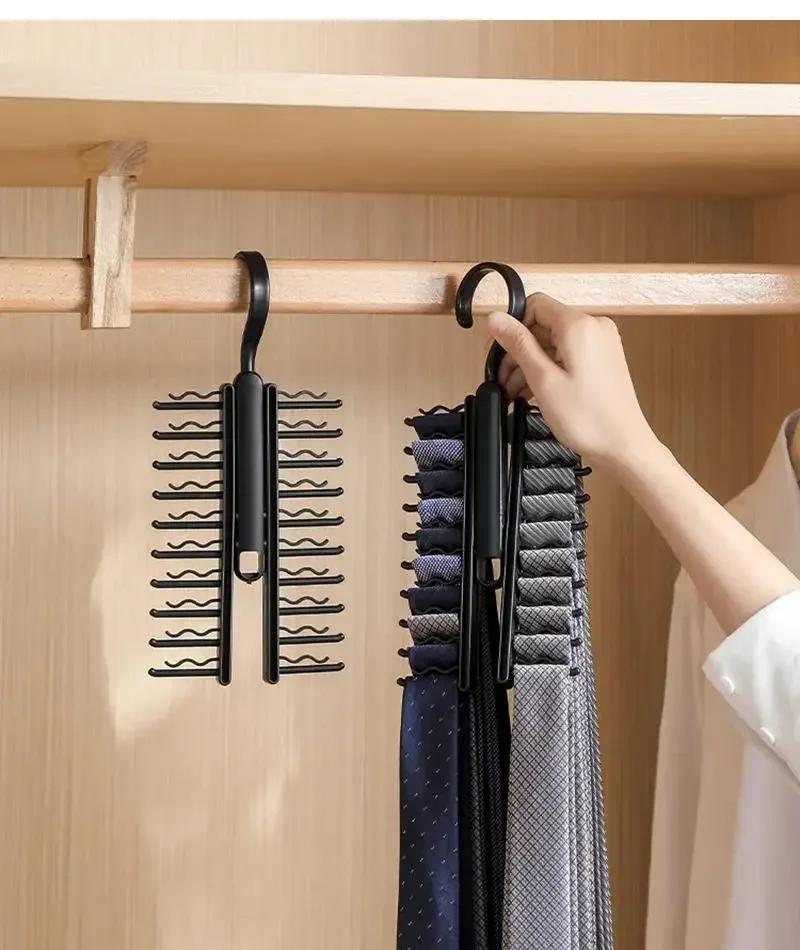 1/2Pcs Tie Storage Hanger Large Capacity Bow Clip Scarf Belt Hanging RackTie Belt Display Holder Wardrobe Household