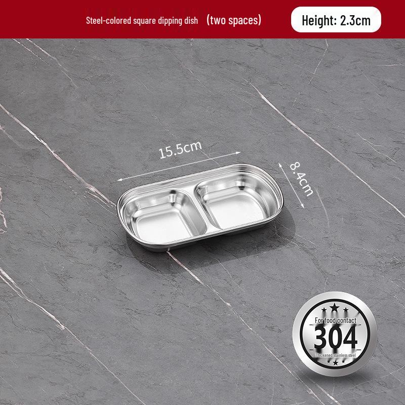 304 Stainless Steel Korean Multi-Compartment Seasoning and Dipping Sauce Dish for Restaurants and Hot Pots