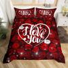Happy Valentine's Day Duvet Cover King Cute Love Red Heart Shaped Comforter Cover Romantic Pink Couple Style Modern Bedding Set