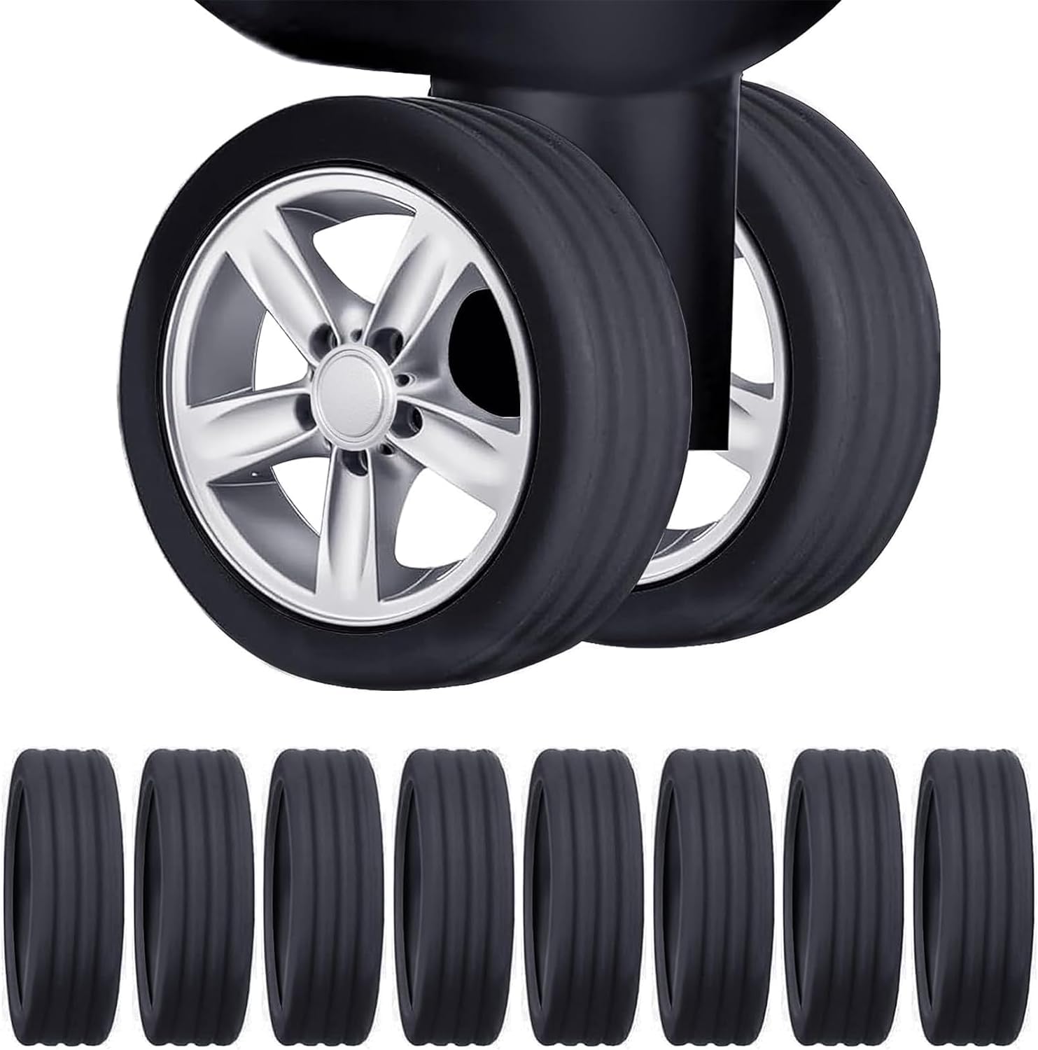 

Marcea Caster Cover, Suitcase, Carry Case, Wheel Cover, Tire Cover, Set of 8, Silicone size