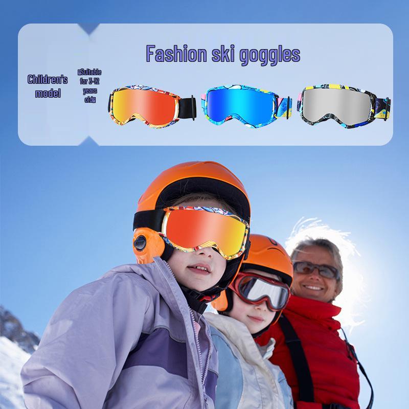 Unisex Anti-Fog HD Spherical Ski Goggles for Kids - Glasses Compatible