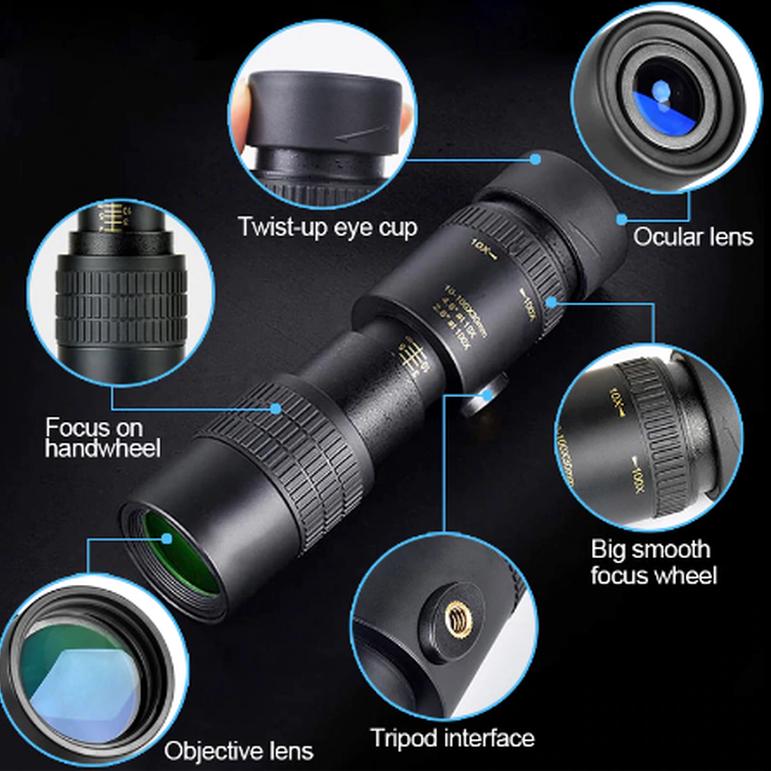 Buy Super Telephoto Zoom Monocular Telescope Tripod Clip 4K 10