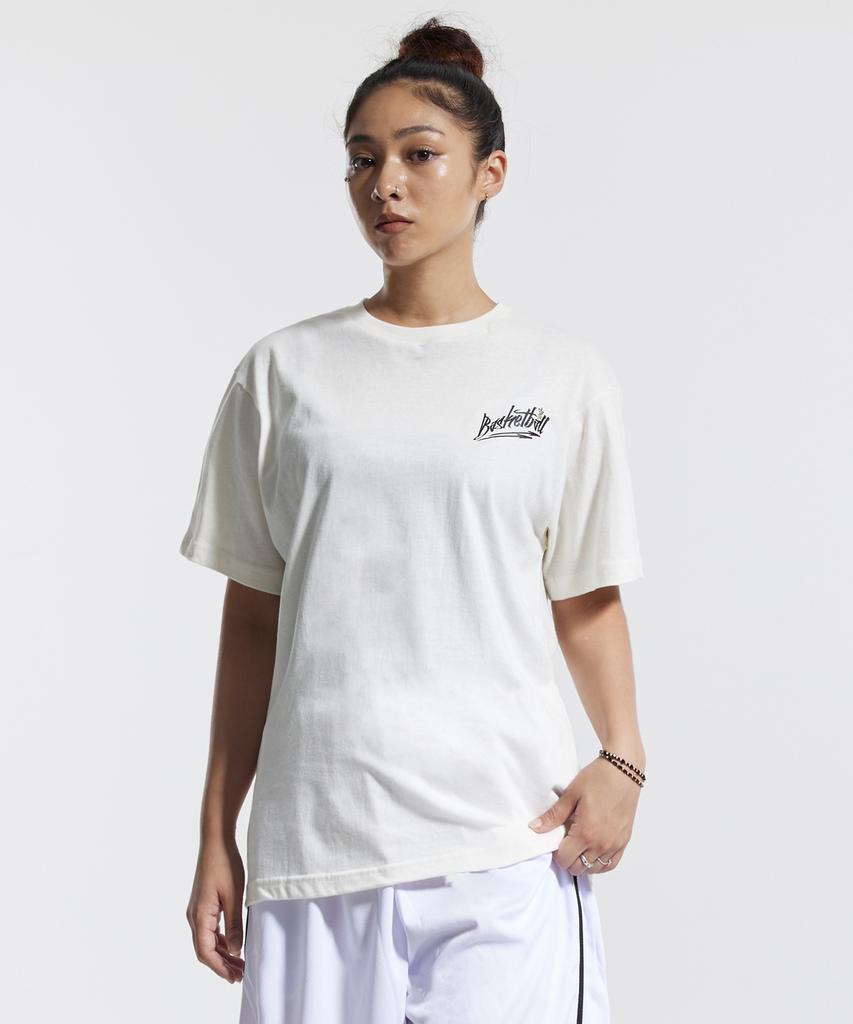CREAM SODA LAB Basketball Short Sleeve T-Shirt Oversized Ivory Black