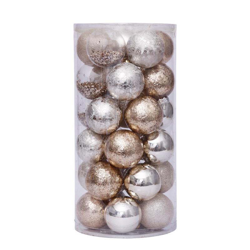 6cm Transparent Gold Christmas Ball Set - 30pcs Tree Ornaments