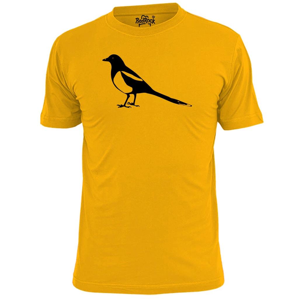 T-shirt da uomo con stencil di gazza Uccello Ornitologia Fauna selvatica