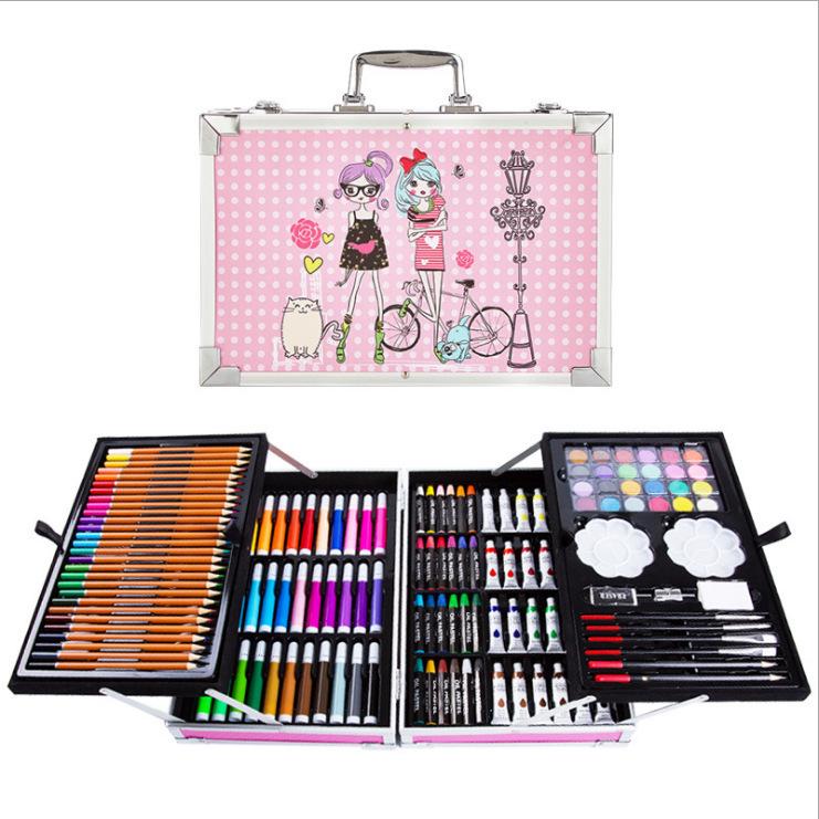 145-Piece Deluxe Watercolor Pen Set for Kids - Double-Layered Aluminum Box Art Supplies & Painting Tools