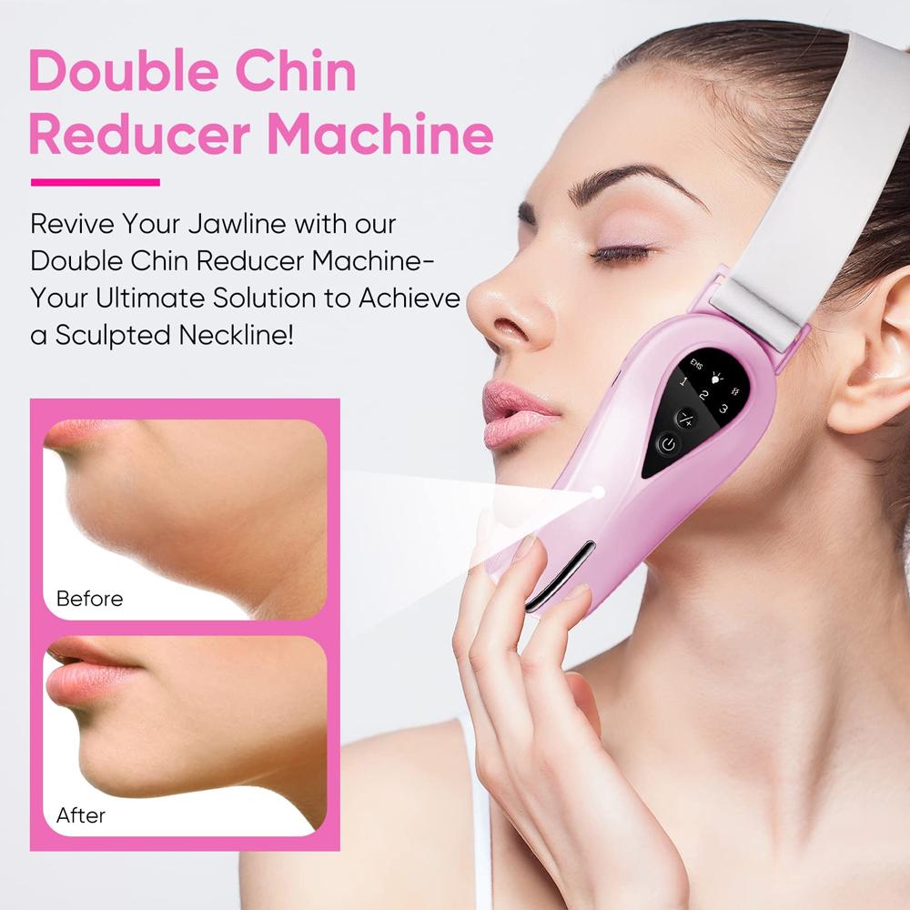 Microcurrent Face Lift Machine Electric Double Chin Remover V Face Jaw Slimmer Tightening Vibration Massager LED Light Therapy