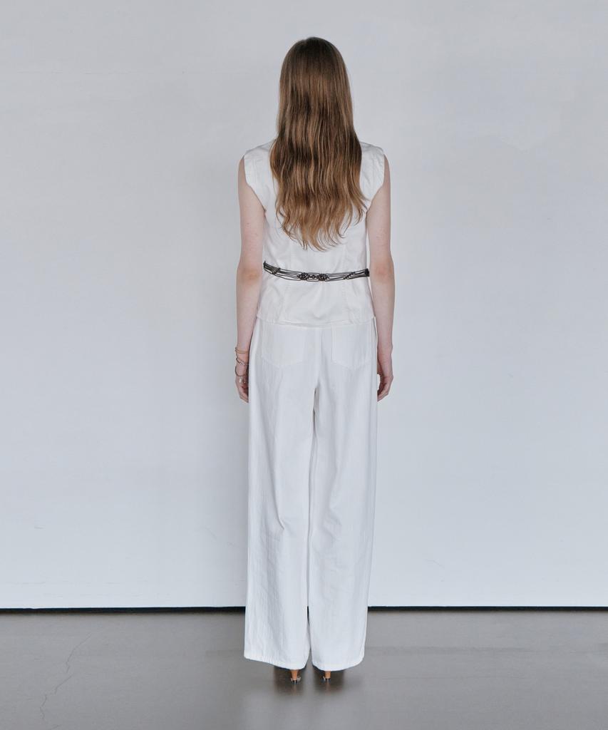 THEFRHT Striped Cotton Wide Pants (White)