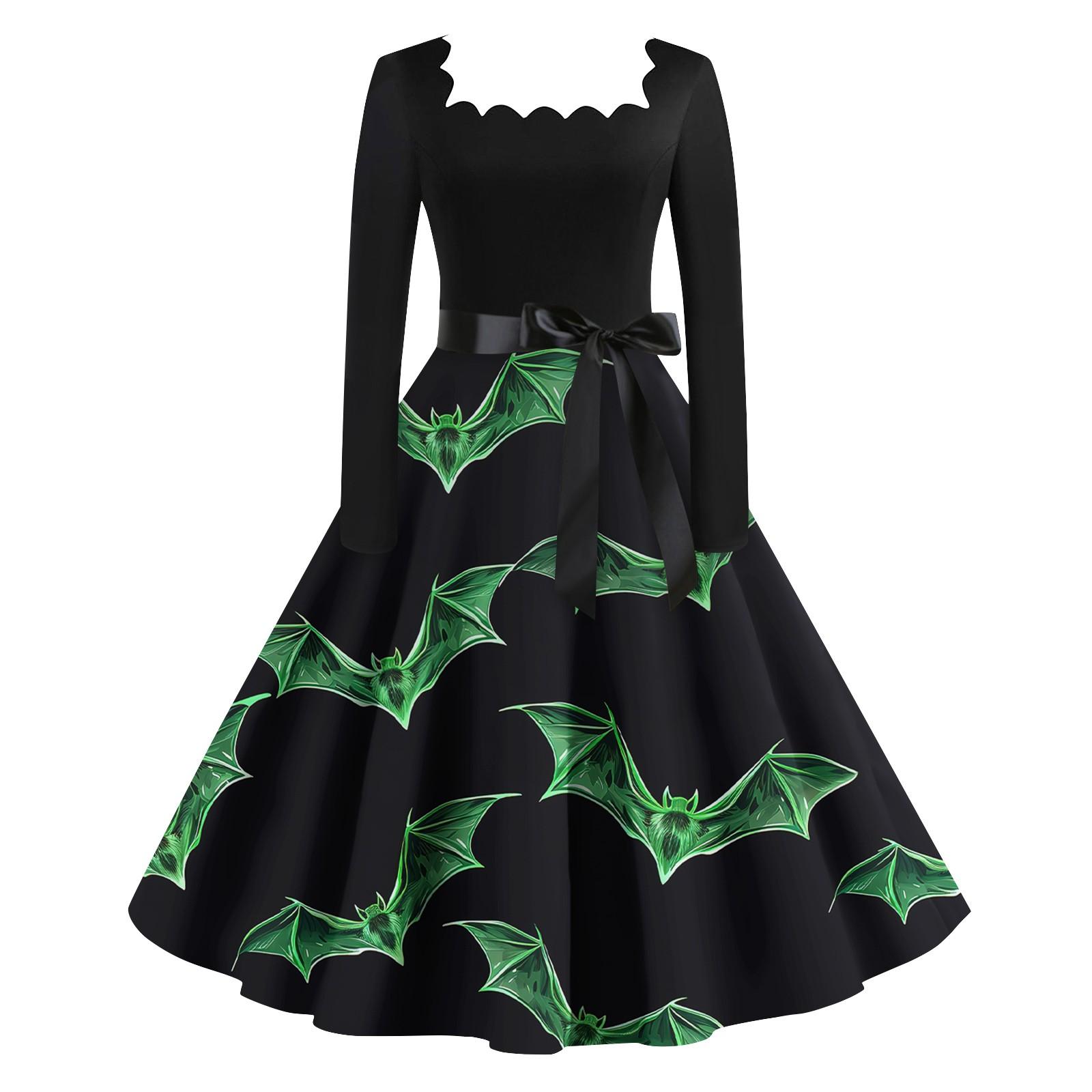 

Женское повседневное модное платье в стиле ретро с квадратным вырезом и длинными рукавами L