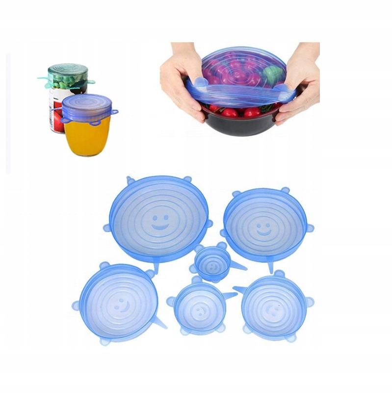 Rosfix Zestaw Uniwersalnych Pokrywek na Naczynia – 6 Sztuk | Silikonowe | Wiele Wymiarów, Utrzymują Świeżość Potraw