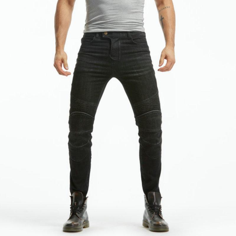 Motorradjeans Herren Retro und Alt Lässig Motorradhose, Elastische Radfahrer Ritter Anti-Drop Hose, Silikon Schutzausrüstung