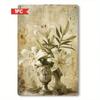 Metal Wall Art White Lily Vintage Distressed Poster for Kitchen