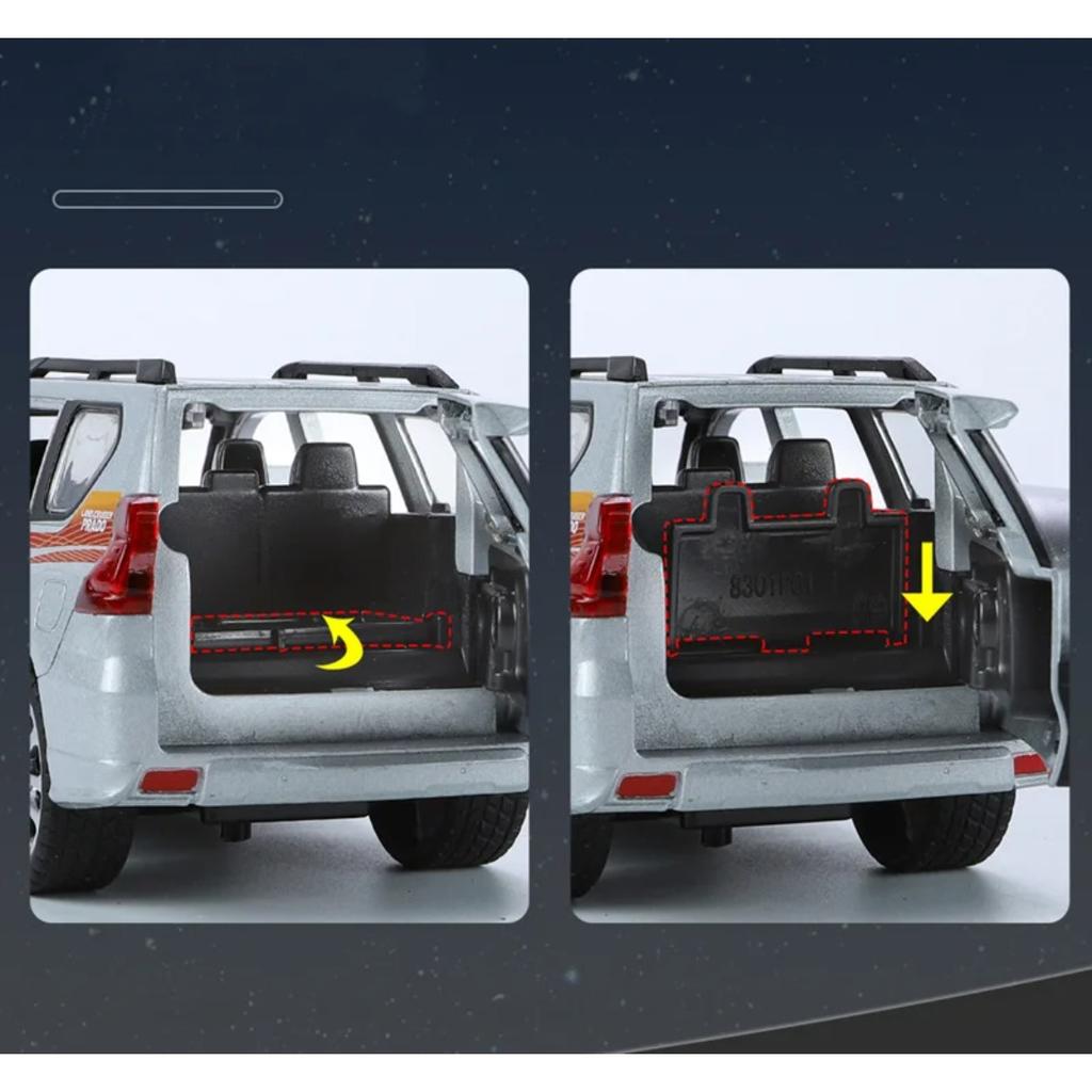 1/32 Toyota PRADO Land Cruiser SUV Alloy Car Model Diecast Metal Off-road Vehicle Car Model Sound and Light Kids Toy Gift