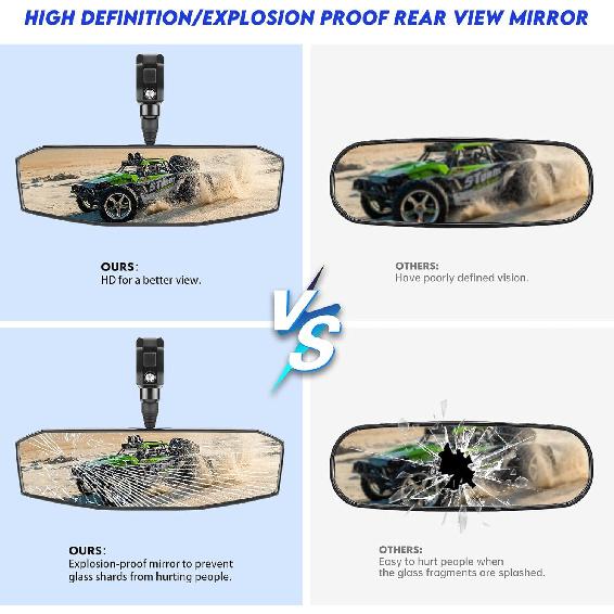 UTV Rear View Mirror,SXS UTV Mirrors HD,360°Adjustable Angle For 1.5" To 2.0 Inch Round Roll Cage,Compatible With Polaris RZR,Honda Pioneer,Kawasaki