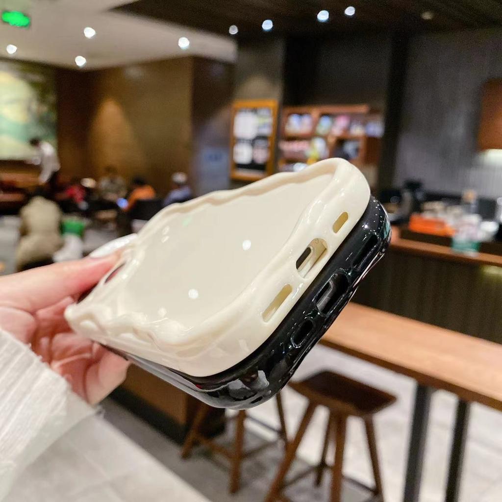 Cream Texture Casing Wavy Edge Soft Silicone Cover Phone Case For OPPO Realme OnePlus Vivo Soft Back Cover