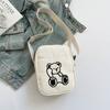 Cute Bear Embroidery Shoulder Bag for Women, Versatile Single Strap Crossbody Phone Pouch, Casual Student Canvas Handbag