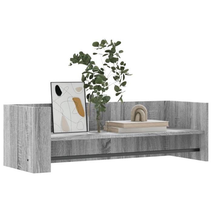 VidaXL Wall Shelf Sonoma Grey 100x35x30.5 Cm Engineered Wood, Cube Wall Shelf, Cube Organizer, Floating Shelf, 848463