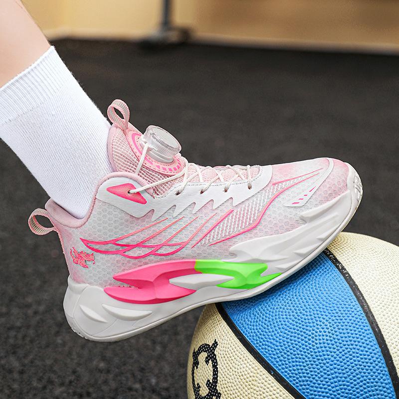 Children's basketball shoes New middle-aged and older children's non-slip shock-absorbing sports shoes Mesh breathable boys and girls student trainin