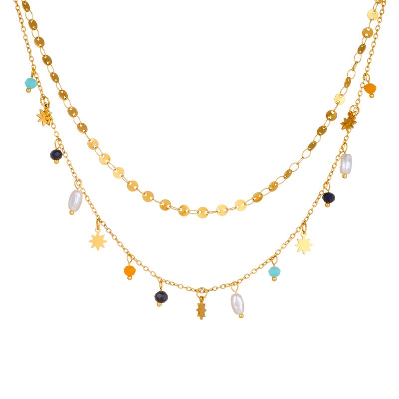 DIEYURO 316L Stainless Steel Geometry Pearl Pentacle Necklace New Delicate Fashion Gold Color Star Pendant Neck Jewelry Gifts