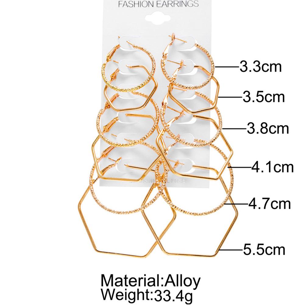 6 Pairs Fashion Exaggerated Geometric Polygonal Earrings