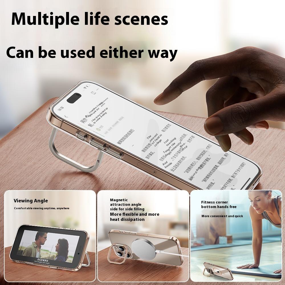 For iPhone 16 Pro Case Compatible with MagSafe Lens Frame Kickstand Clear PC Phone Cover