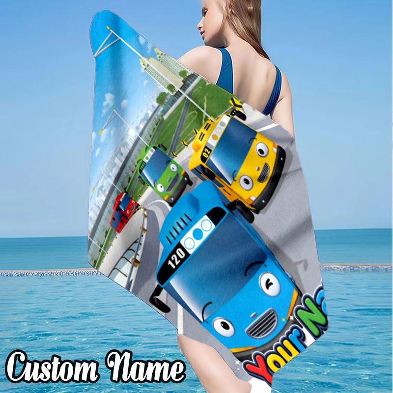 Custom Name Adventure Mateo Little Bus Beach Towel - Soft, Ultra-Absorbent Microfiber, Lightweight, Perfect for Beach, Parties, Travel, Camping