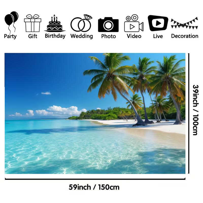 Summer Beach Tapestry Palm Trees & Blue Ocean Bedroom Decor