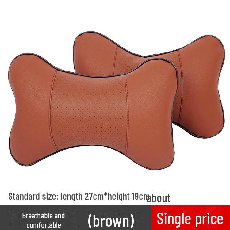 Universal Leather Car Neck Pillow Pair - Breathable, All-Season Cervical Support Headrest
