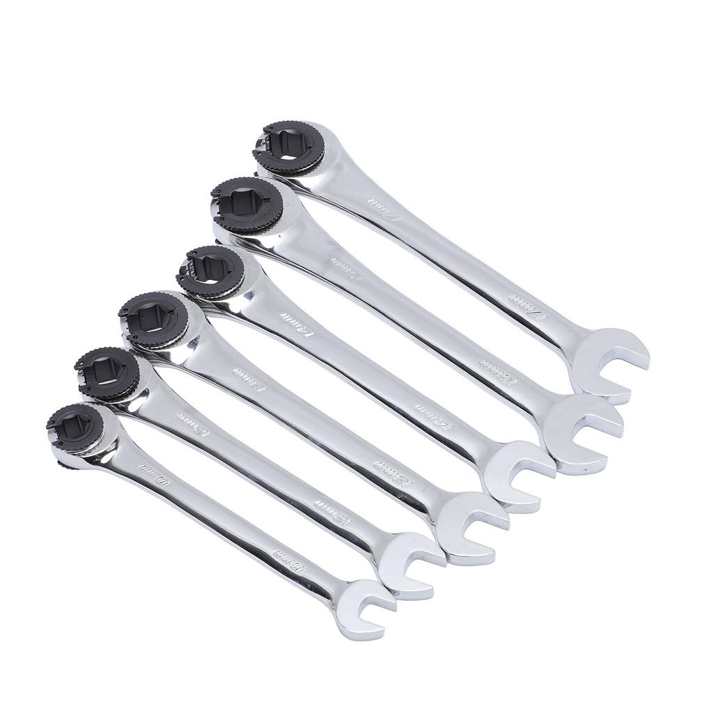 6PCS Open Ratchet Wrenches Flare Nut Wrench Set for Fuel Brake Air Conditioning Lines 10mm 12mm