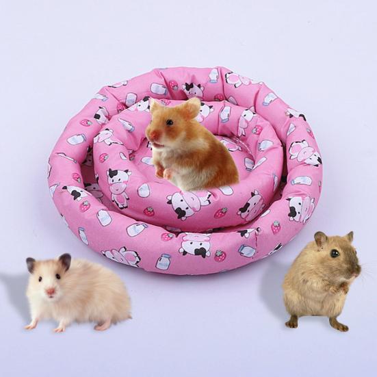 Yousheng Hamster Bed Good Elasticity Decorative Round Shape Comfortable Soft Touch Rest And Sleep Cartoon Hamster Bed Soft Warm Cushion for Pet