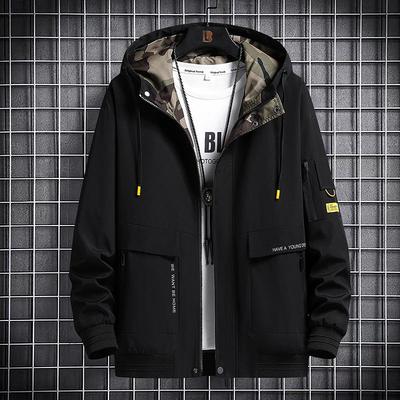 Men's Autumn and Winter Hooded Jacket Men's Trend Loose Handsome Fleece Thickened Tooling Jacket
