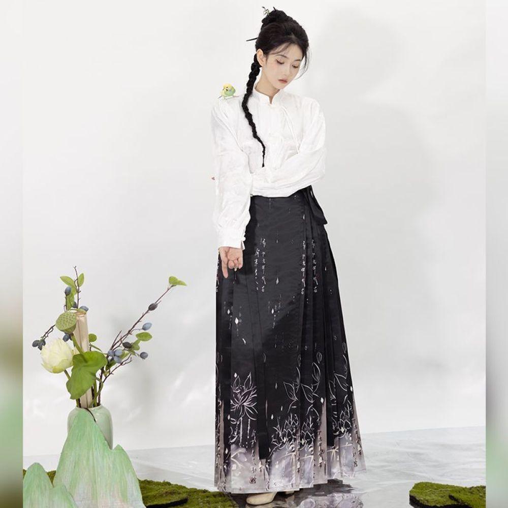 Costum de navetă îmbunătățit zilnic, în stil chinezesc din dinastia Ming, fustă Hanfu cu față de cal