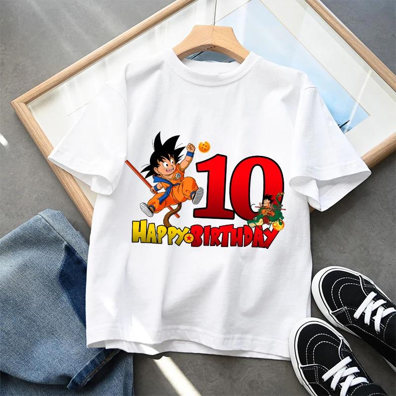 Dragon Ball Goku T-shirt Zomer Wit Kinderen Korte Mouwen Katoenen Kleding Cartoon Anime Kinderen Kawaii Schattig Cadeaus Ademend Zacht