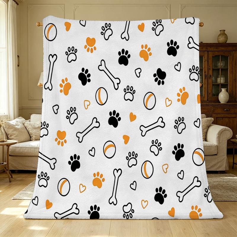 Lightweight Pet-Themed Flannel Blanket – Soft, Warm, Cute for Home Use, Halloween & Christmas Leisure