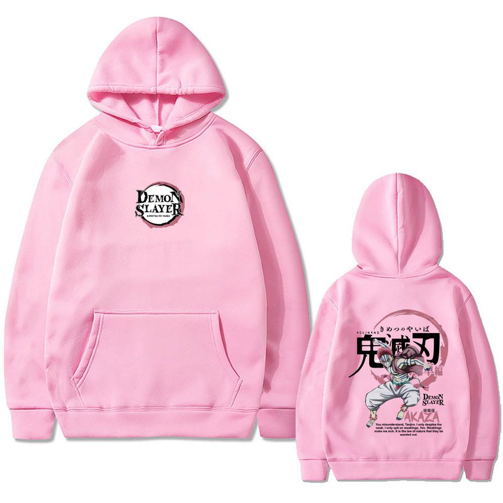 Anime Demon Slayer Akaza Hoodie Men Women Casual Fleece Oversized Pullover Hoodies Men's Fashion Long Sleeve Sweatshirt